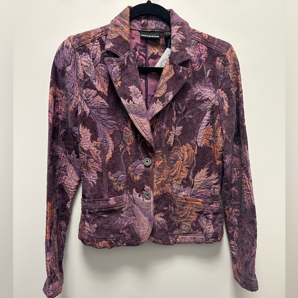 DKNY Jeans burgundy floral blazer size S